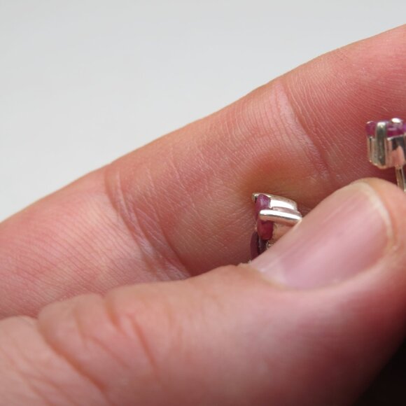 *925 Sterling Silver Genuine Ruby Earring Studs - Picture 6 of 7
